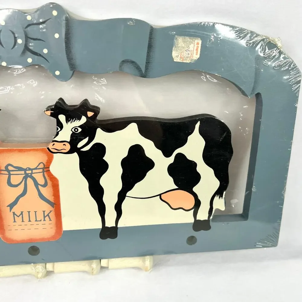Vintage NOS Panited Wood Cow Peg Shelf